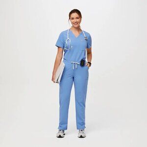 Figs Ceil Blue M Scrub Set, Catarina One Pocket Top and Yola High Waisted Pant
